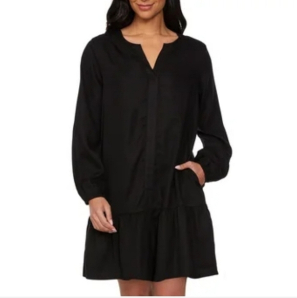 Buffalo David Bitton Black Long Sleeve Dress Women's Size XL Flowy New! - Picture 3 of 13